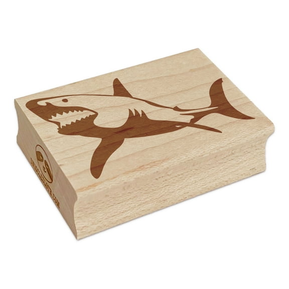 Great White Shark Rectangle Rubber Stamp Stamping Scrapbooking Crafting - Small 1.7in