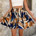 thumbnail image 2 of Women Cotton Linen Casual High Waist Drawstring Retro Printed Boho Shorts Pants Summer Beach Loose Fit Wide Leg Shorts Trendy Vacation Bottom Navy S, 2 of 6