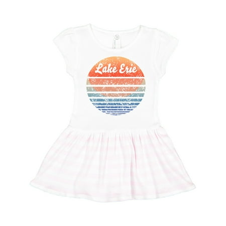

Inktastic Lake Erie Distressed Retro Sunset Gift Toddler Girl Dress