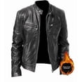 thumbnail image 1 of Southern Winter Warm Button Fashion Motorcycle Men's Multi-Pocket PU Jacket Stand Collar Zipper Open Cardigan Leather Jacket, 1 of 10