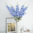 thumbnail image 4 of 6 Pcs Artificial Delphinium Silk Flowers Topboutique Plastic Long Stalk Fake Larkspur with Leaf Faux Hyacinth Flowers for Tall Vase Tabletop Wedding Arrangements Home Decor Dark Blue, 4 of 7