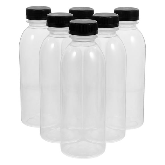 botellas vacías de 500 ml para bebidas, de PET, transparentes, de plástico, con tapas (colores aleatorios).