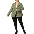 thumbnail image 2 of Agnes Orinda Women's Plus Size Lapel  Zipper Drawstring Waist Moto Jacket 2X Green, 2 of 7