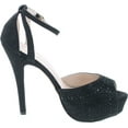 thumbnail image 6 of Blossom Womens VICE-126 Bridal Formal Evening Party Ankle Strap High Heel Peep Toe Glitter Sandal, 6 of 7