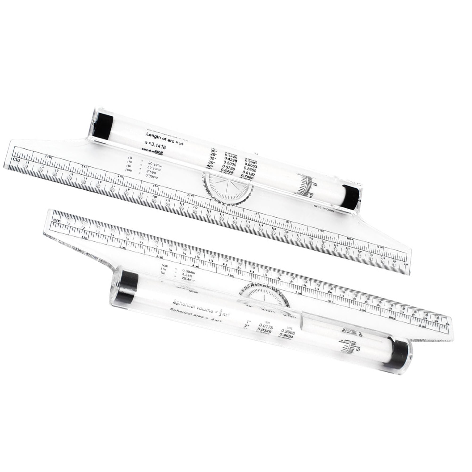 Unique Bargains 2 PCS 12 Inch Multifunctional Measuring Parallel Rolling Ruler