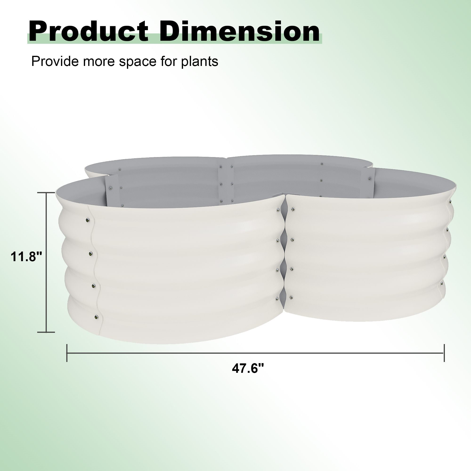 WildBreak Outdoor Raised Garden Bed Kits, Petal Shape, Metal Planter Box 47.6 x 47.6 x 11.8", Off-White