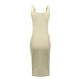 thumbnail image 5 of IROINNID Women's Sleeveless Solid Color Sheath Dress Sling U-Neck Knitted Midi Dress V-Neck Knee-Length Dress, 5 of 9