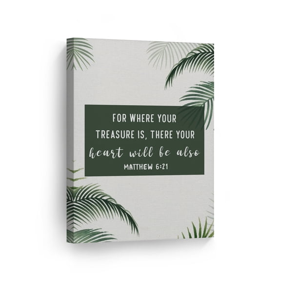 Smile Art Design For where your treasure is there your heart will be also Matthew 6:21 Scripture Wall Art Canvas Print Bible Verse Christian Art Religious Inspirational Gift Ready to Hang 12x8