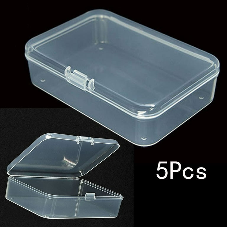 Fule 5 Pcs Clear Plastic Storage Containers Small Rectangle Bead Storage  Box Case with Hinged Lid for ID Card, Business Card, Jewelry, Pills, and