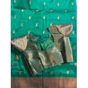 2-3 Days Delivery: Indian Saree for Women Ready to Wear Saree with Stitched Blouse Kanchivaram Paithani Silk  Party Wear Green Color, Listing ID: 8888715870490