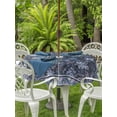 thumbnail image 3 of Outdoor Tablecloths with Umbrella Hole & Zipper, Navy Blue Floral Boho Round Tablecloths 60 Inch, Ethnic Tribe Abstract Art Flower Waterproof Table Cloth, Patio/Pool/Picnic Table Covers, 3 of 8