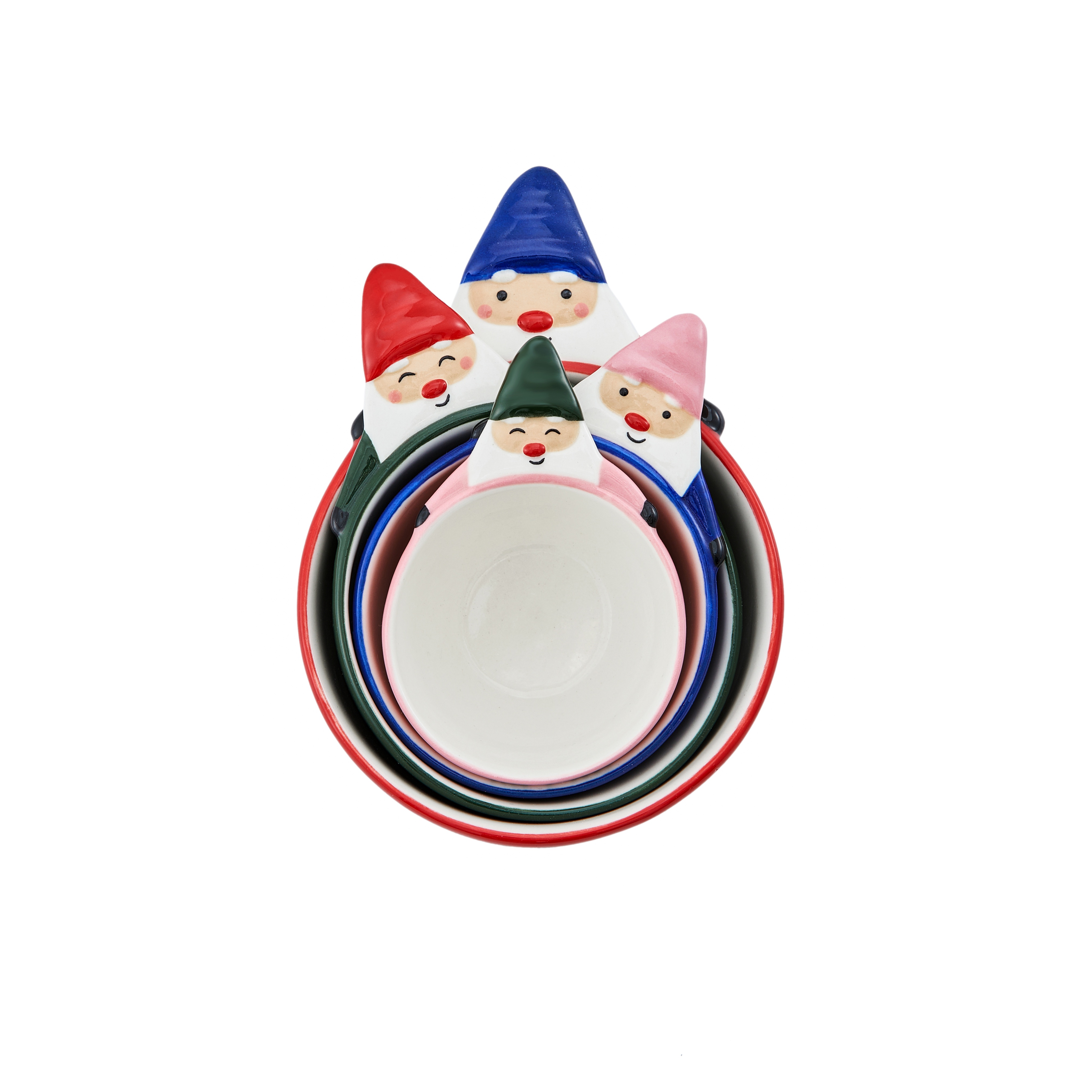 Bico Mushroom Gnome Hand Painted Stoneware Measuring Cups, Cute Christmas Kitchen Accessories for Baking, Cooking, Dishwasher Safe