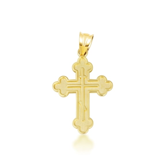 Solid 10K/14K Gold Orthodox Cross Necklace (10K Yellow Gold, Pendant)