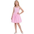 thumbnail image 6 of IBTOM CASTLE Kids Girls Halter Bubble Ruffle Dress Summer Sleeveless A-line Solid Color Midi Dress Elegant Formal Prom Gown Pink, 6 of 7