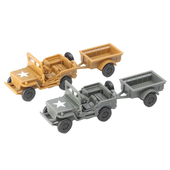 2 PCS Plástico 4D Modelo 1/72 Truck W / Trailer Sand Table Educational Toy Zulema Tanques en miniatura