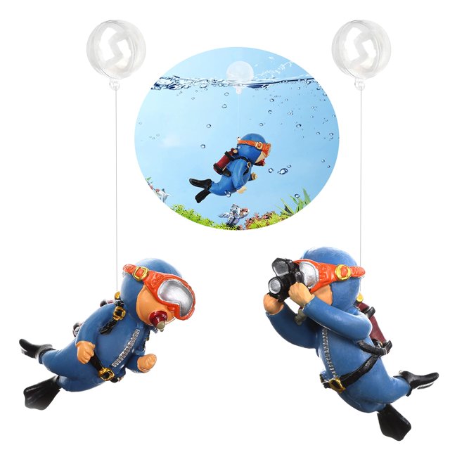 Decoraciones para peceras SUPTEC Cute Little Diver Paquete de 2