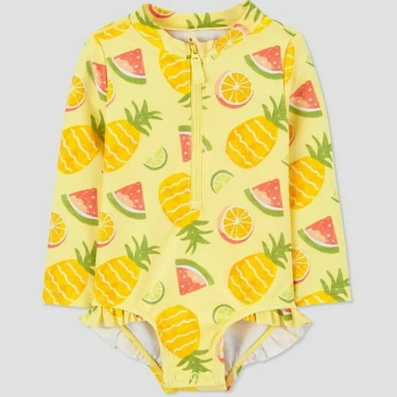 Carter's Just One You® Baby Girls' Long Sleeve Fruit Printed Rash Guard Set - Yellow