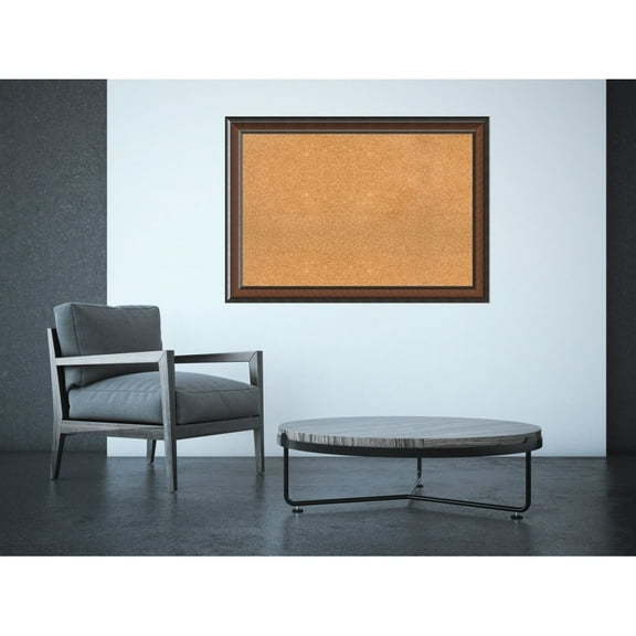 Amanti Art Natural Cork Board Wood Framed Cyprus Walnut Bulletin Board 41 in. x 29 in.