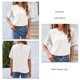 thumbnail image 5 of Camiseta de manga corta de encaje para mujer, blusa elegante de moda de Color puro con cuello redondo para citas, color blanco XXL, 5 of 6