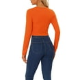 thumbnail image 3 of INSPIRE CHIC Haut Décontracté à Manches Longues pour Femmes, Ajusté, Basique, Court, Orange P, 3 of 4