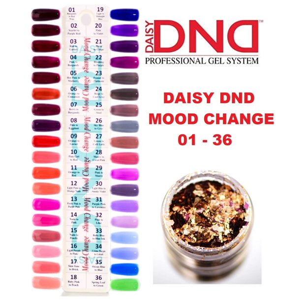 Muestras de colores de uñas Daisy DND Original Mood Change 01-36