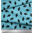 thumbnail image 3 of Soimoi Blue polyester Crepe Fabric Penguin Ocean Printed Fabric 1 Yard 42 Inch Wide, 3 of 3