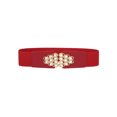 thumbnail image 1 of Cinturones elásticos anchos de strass para mujeres, banda de cintura gruesa para camisas de vestido, rojo, talla única, 1 of 6