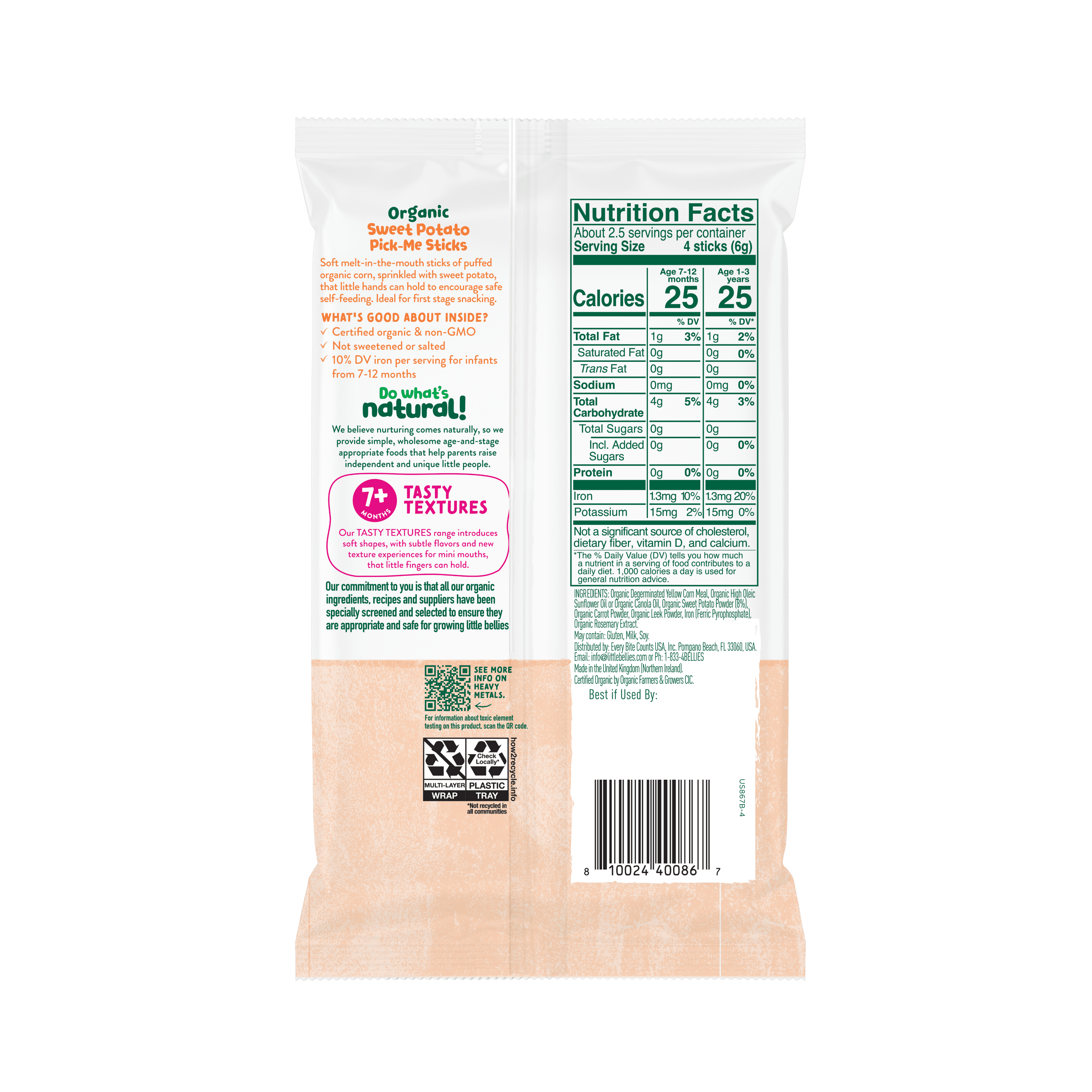 Little Bellies Organic Sweet Potato Pick-Me Sticks 0.56 oz Bag