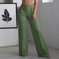 thumbnail image 6 of ctdiral Womens Elastic Waist Dress Pants High Waist Wide Leg Pants with Pockets Solid Color Straight Trousers Business Work Slacks Green S, 6 of 9