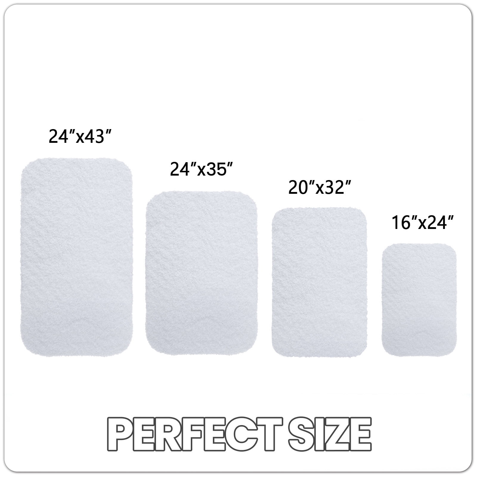 OEAKAY Bathroom Rugs,24"x16",Non Slip Shower Bath Room,Extra Soft and Absorbent,Bath Mats for Bathroom Floor,Machine Wash Dry Carpet Mat for Tub,24"x16"White