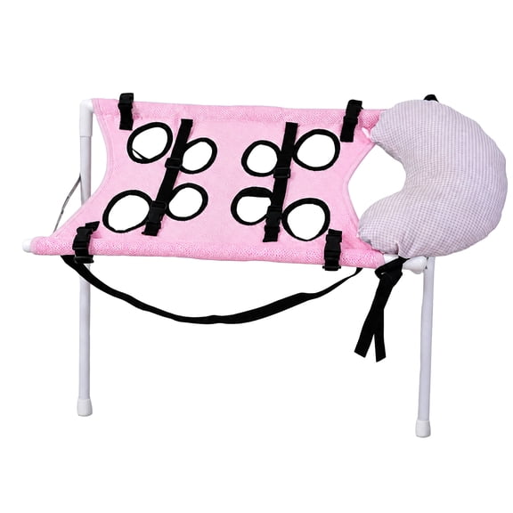 Pet Bathing Hammock for Dogs Foldable Grooming Table with Pillow Adjustable Straps Stainless Steel Independent Stand Travel Home Grooming,Pink