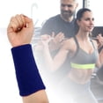 thumbnail image 5 of Unique Bargains 1 Pair Sweat Absorbing Wrist Sweatbands Athletic Cotton Yarn Latex Blue 8x15cm, 5 of 6