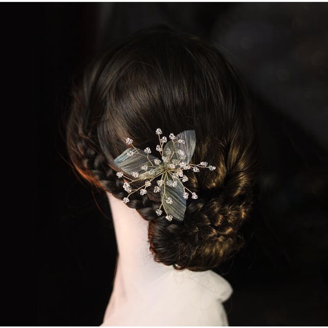 Pasador de boda Flor de plata Pinza para el cabello Perla Accesorios para el cabello nupcial Mujeres y niñas Oro Ormromra HMJM201