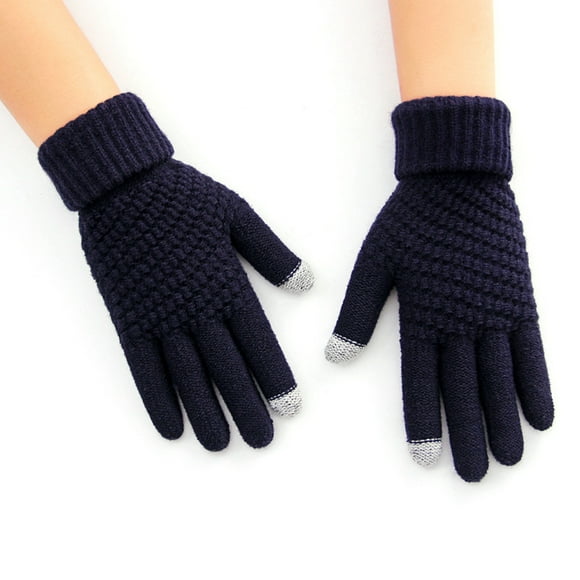 Coofit Winter Gloves Solid Color Wool Soft Full Fingers Gloves Knitted Gloves for Women