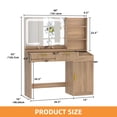 thumbnail image 5 of Craftian Vanity Desk with Mirror and Lights, Makeup Table with Charging Station- Oak, 5 of 10