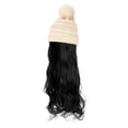 thumbnail image 4 of Qlenkay Beanie Hat with Removable Hair Extensions for Women Slouchy Cable Hat Wig Knit Beanie Winter Hat with Long Wavy Curly Wig, 4 of 5