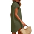 thumbnail image 6 of ClodeEU Women's Collared Short Sleeve V Neck Mini Shirt Dress,Casual Loose Flowy Summer Sundress Army Green,Women's Plus L, 6 of 7