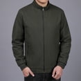 thumbnail image 3 of Defitshape Men's Long Sleeve Jacket Trucker Tops Windbreaker Zipper Windproof Plain Slimming with Pockets Lightweight Cotton Casual Fitted Soft Light Cropped Wrap Fashion Green XX-Large, 3 of 5