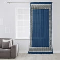 thumbnail image 3 of Navy Blue Semi Sheer Curtains Drapes for Living Room,Bedroom,French Doors Window 45 Inches Long,Black Modern Geometric Abstract Art Aesthetics Rod Pocket Chiffon Curtain Drapery Voile Drape Panel, 3 of 6