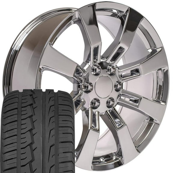OE Wheels CA82 22 Inch Rims and Tires Fit Escalade Style 6x139.7 22x9 Chrome - Hollander 5409 - iMove Gen 2 SUV 285/45-22 (Set of 4)