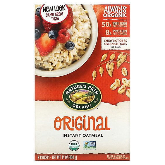 Natures Path Organic Instant Oatmeal, Original, 8 Packets, 14 oz (400 g) Pack of 2