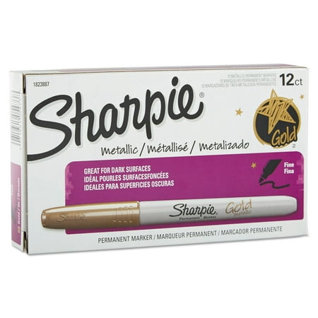UPC: 0071641054738 | Sharpie Metallic Permanent Markers Gold Dozen 1823887