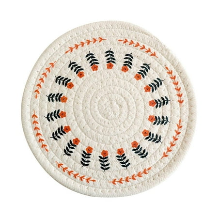

IMSHIE Round Woven Coaster for Drinks 100 Cotton Rope Braided Insulation Mat Vintage Flower Pattern Printed Table Pads for Kitchen Dining Party Holiday Decorations 4.7/7.1/9.5/11.8 Inch cute
