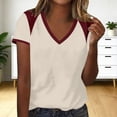 thumbnail image 5 of Womens V Neck Short Sleeve Summer T Shirts Curved Hem Plain Top Beach Tops Raglan Shirt Women Fashion Trendy Casual Womens Baseball Tee Shirts, 5 of 6