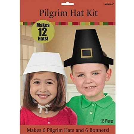 Thanksgiving Pilgrim Hat Craft Kit - 12 Pilgrim Hats (6 Boy Pilgrim Hats and 6 Girl Bonnets)