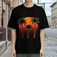thumbnail image 3 of Black T Shirts for Men, Palm Tree, Tropical Sunset, Golden Outline Graphic Mens Graphic Tees, 24898418,M, 3 of 8