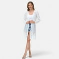 thumbnail image 5 of Women's Long Sequin Cardigan Open Front Sheer Duster Jacket- X Large, White, 5 of 7