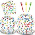 thumbnail image 1 of Juego de vajilla de fiesta ZOIIWA Merry Christmas 96 piezas con luces, 1 of 7
