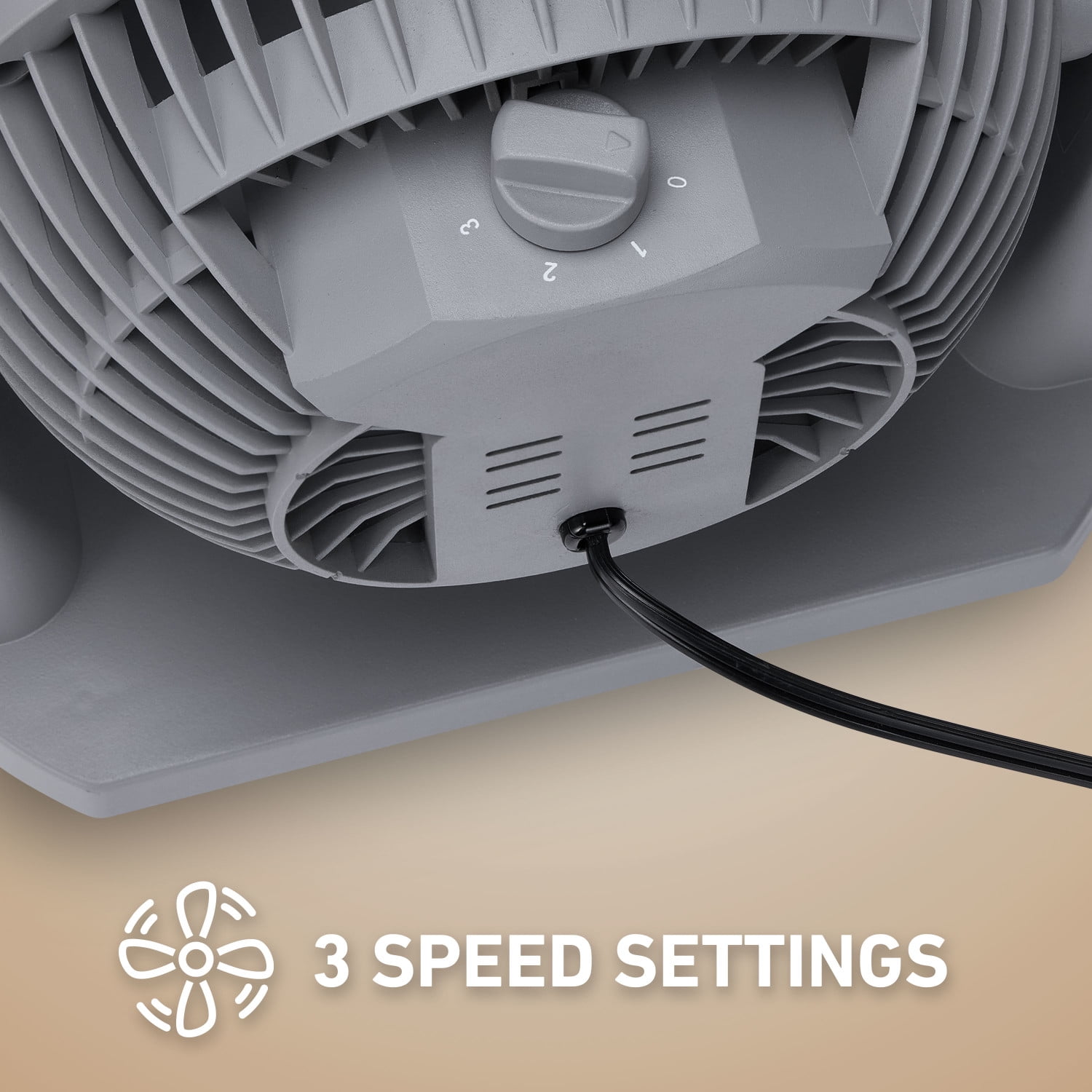 Holmes Blizzard 3-Speed Air Circulator Fan, 90° Adjustable Tilt, Removable Grill, Gray, 14086