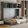 thumbnail image 2 of Queen Size Murphy Bed with Top Cabinets, Gray Plywood Wall Bed with Hidden Horizontal Folding Platform Bed for Guest Rooms and Home Offices, 2 of 7